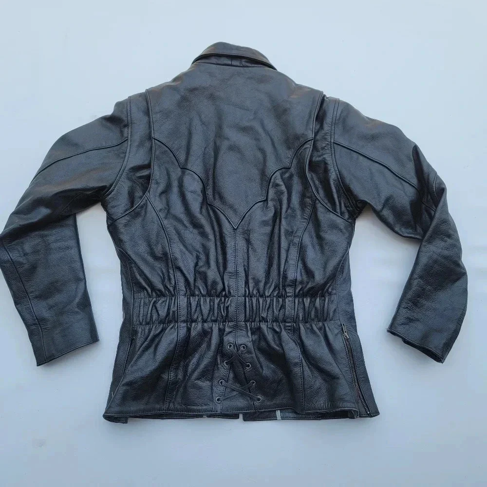 Unik Premium Heavy Black Genuine Leather Jacket Motorcycle Biker Removable Liner